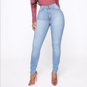 Classic High Waist Skinny Jeans- Light Blue Wash